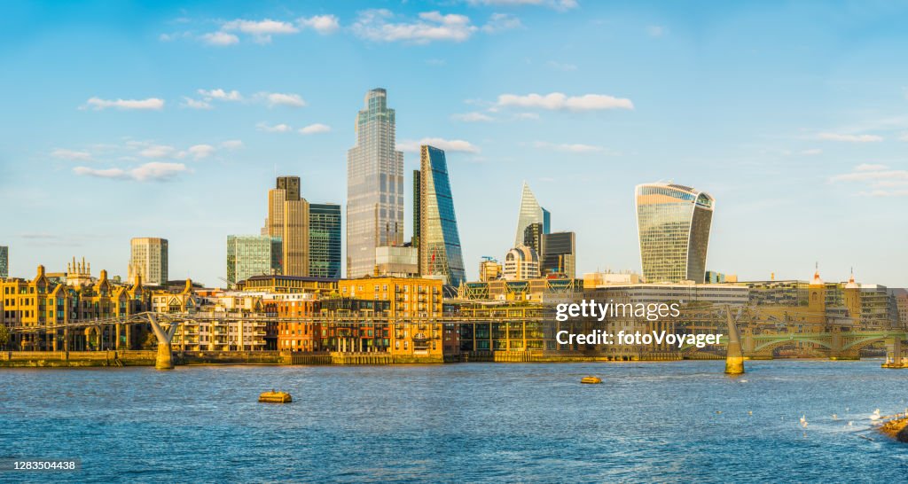 City of London financial district skyscrapers overlooking Thames panorama UK