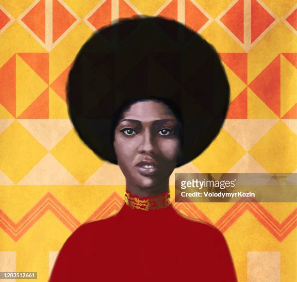 porträt einer jungen frau des afrikanischen typs falashi - afro frisur stock-grafiken, -clipart, -cartoons und -symbole