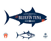 Vector bluefin tuna seafood label