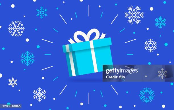 stockillustraties, clipart, cartoons en iconen met wintervakantie cadeau - giving back