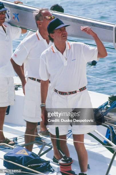 Le Roi Juan Carlos sur le voilier le Bribon.