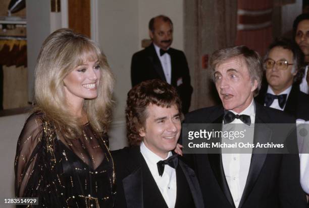American actress and singer Susan Anton, British actor, comedian and pianist Dudley Moore , and American film director Blake Edwards attend the 40th...