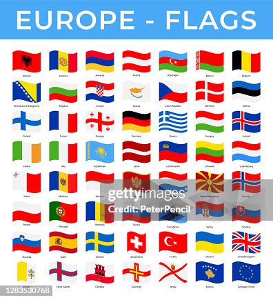 World Flags - Europe - Vector Rectangle Wave Flat Icons World Flags - Europe - Vector Rectangle Wave Flat Icons