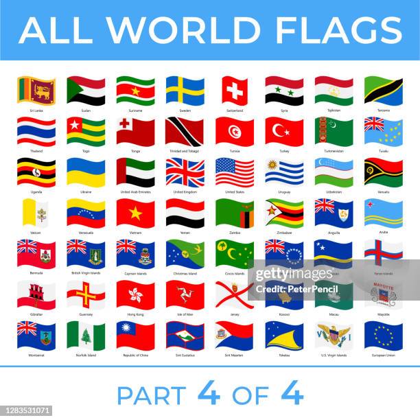 world flags - vector wave rectangle flat icons - part 4 of 4 - roman pattern eps stock illustrations