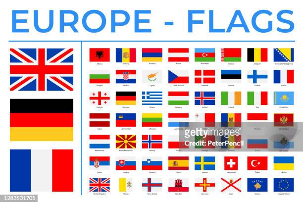 世界標誌 - 歐洲 - 向量矩形平面圖示 - all european flags 幅插畫檔、美工圖案、卡通及圖標