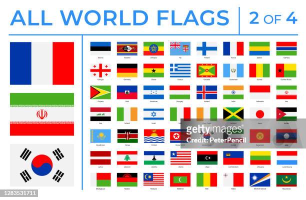world flags - vector rectangle flat icons - part 2 of 4 - national flag stock illustrations