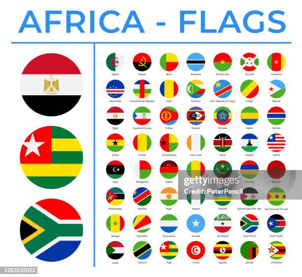 stockillustraties, clipart, cartoons en iconen met world flags - afrika - vector ronde cirkel platte iconen - togo