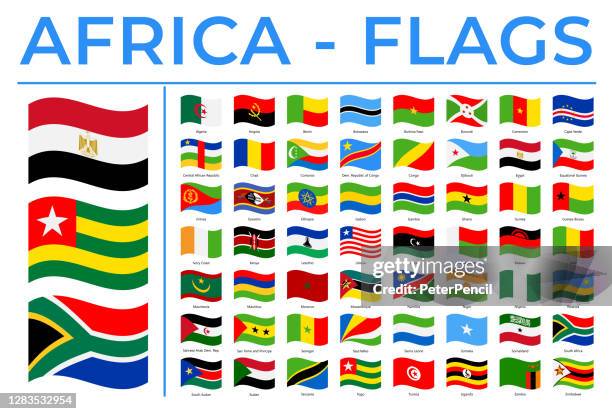 world flags - africa - vector wave rectangle flat icons - cape verde stock illustrations