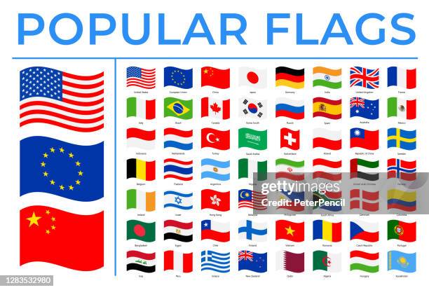 weltflaggen - vektor rechteck flache symbole - am beliebtesten - most popular flag icon stock-grafiken, -clipart, -cartoons und -symbole