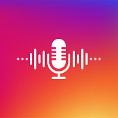 Podcast concept. Thin line icon. Abstract icon. Abstract gradient background. Modern sound wave equalizer. Vector illustration.