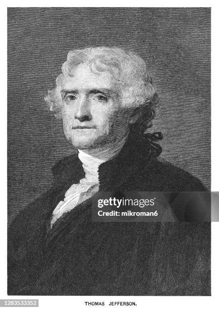 portrait of thomas jefferson, third president of the united states (1801 - 1809) - thomas jefferson stock-fotos und bilder