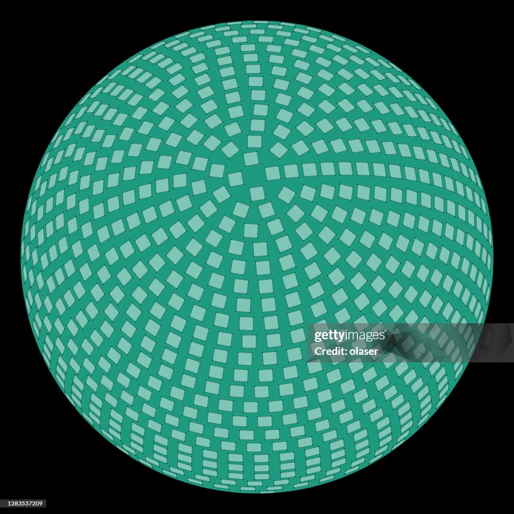 Spherical Graphics Abstract Spherical 3d Shape Made Of Solid Squares With Perspective High ...