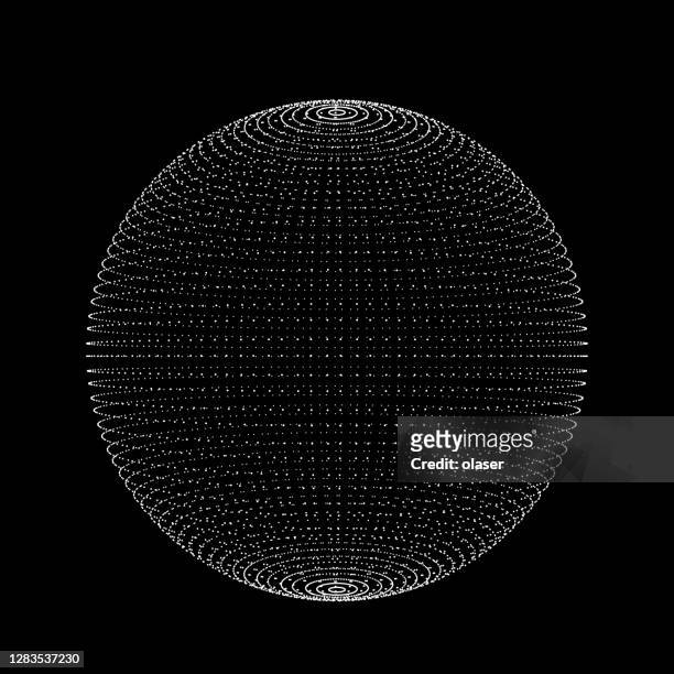 illustrazioni stock, clip art, cartoni animati e icone di tendenza di forma 3d trasparente sferica astratta fatta di punti - sfera
