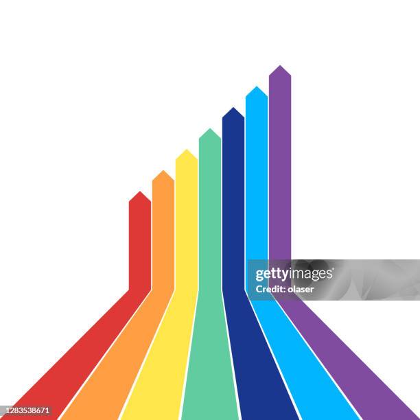 3d-balkendiagramm mit fortschritt an der wand - bar graph vector stock-grafiken, -clipart, -cartoons und -symbole