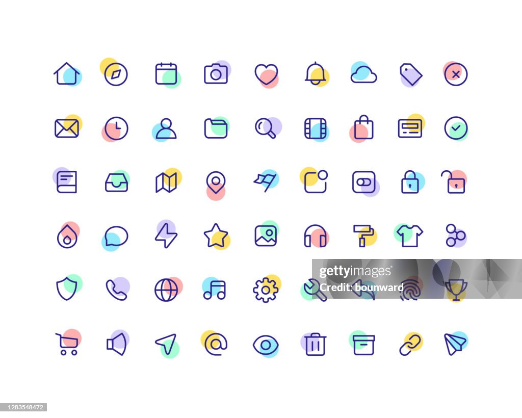 54 Big Collection Of Web User Interface Line Color Icons