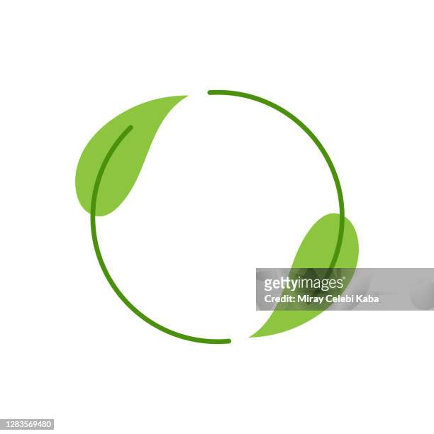 recycling environment label with on white background - leaf stock illustrations