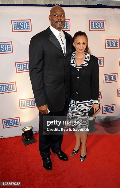 Hall of Famer Karl Malone with his wife Kay Malone attend the 2011 USO Gala and USO Service Member of the Year Awards at the Marriott Wardman Park...
