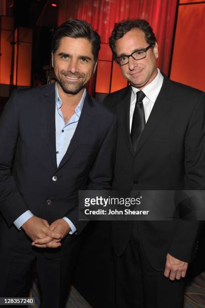 Actor John Stamos and actor/comedian and winner of the Rodney Respect Award, Bob Saget attend the Visionary Ball presented by UCLA Neurosurgery, held...