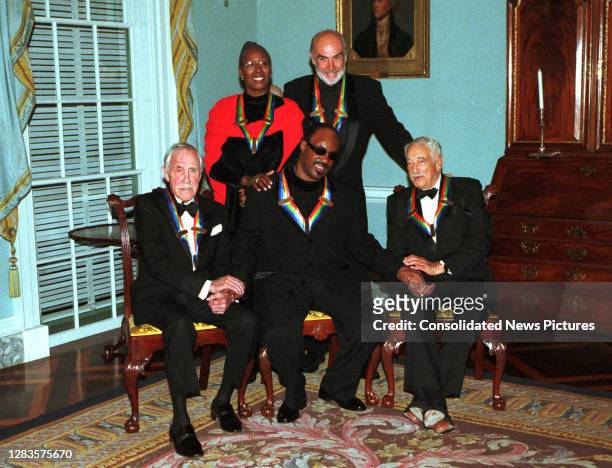 Group portrait of the 1999 Kennedy Center Honorees as they pose together at the State Department, Washington DC, December 4, 1999. Pictured are,...
