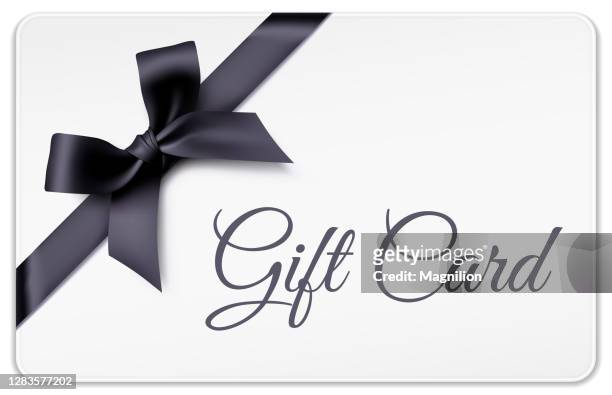 white gift card with black bow - gift card stock illustrations