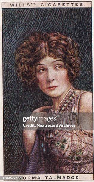 Collectible H O Will's Cigarettes tobacco card, Cinema Stars series, published in 1928, depicting illustrated portraits of glamorous Hollywood and...