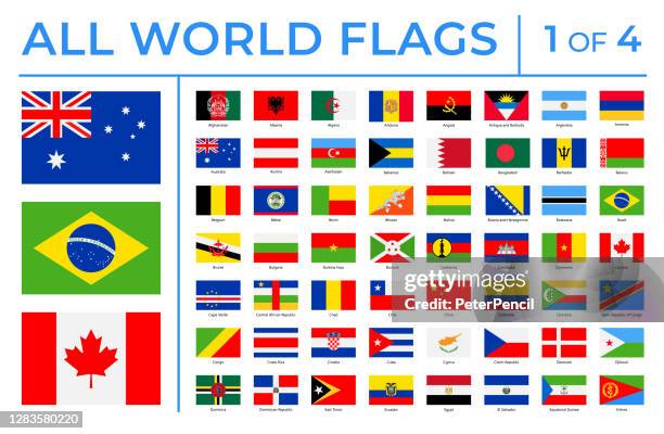 bildbanksillustrationer, clip art samt tecknat material och ikoner med världen flaggor - vector rektangel platta ikoner - del 1 av 4 - algeriska flaggan