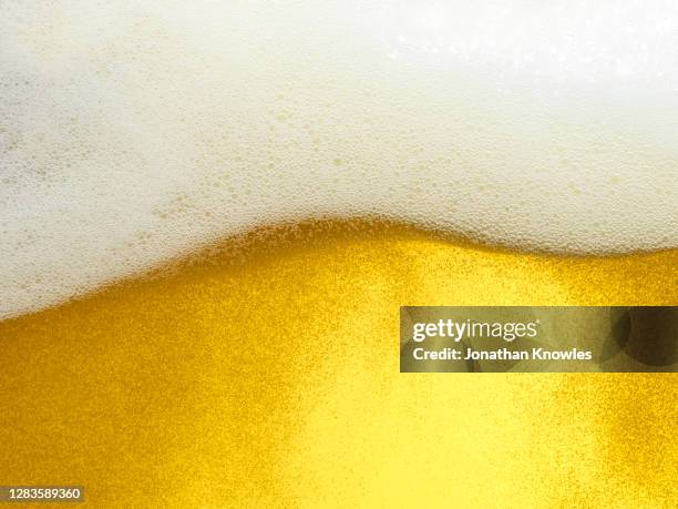 close up foamy beer head - latex fotografías e imágenes de stock