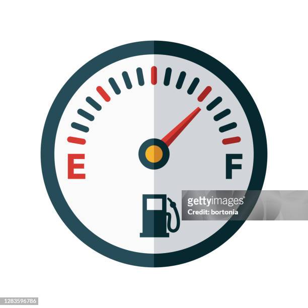 fuel gauge icon on transparent background - petrol stock illustrations