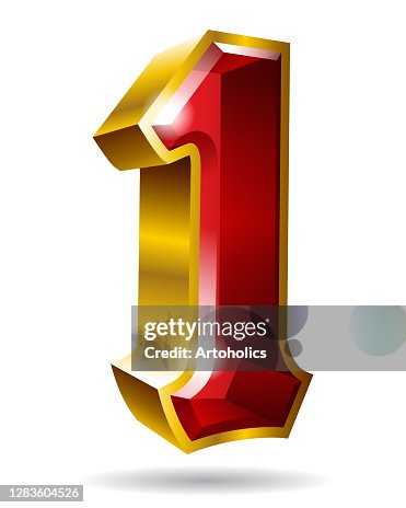 One Vector Graphical Image Gold Number 1 Vector Graphic Isolated On White Background High-Res ...
