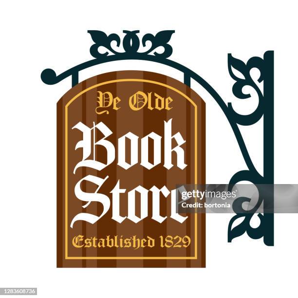 bookstore sign icon on transparent background - empty store shelf stock illustrations