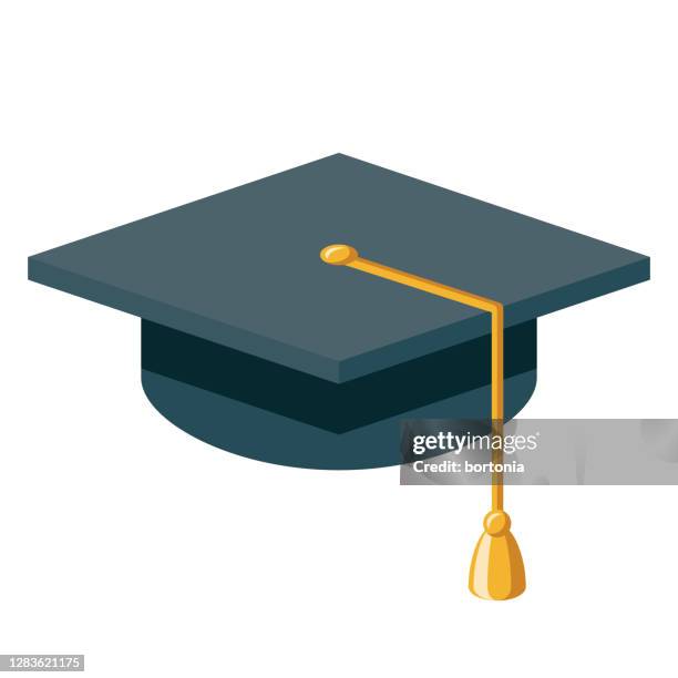 mortarboard icon on transparent background - prom decorations stock illustrations