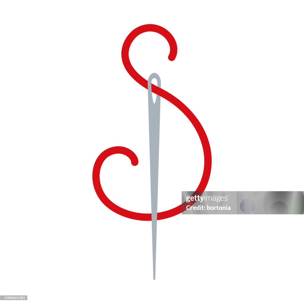 Ícone da agulha e da linha em fundo transparente