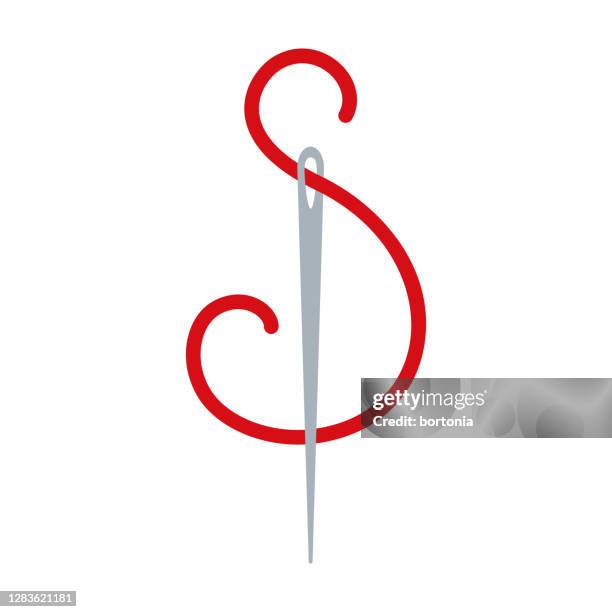 needle and thread icon on transparent background - sewing needle stock illustrations