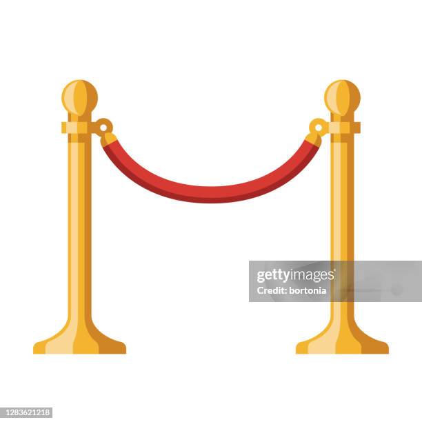 velvet rope icon on transparent background - red rope stock illustrations