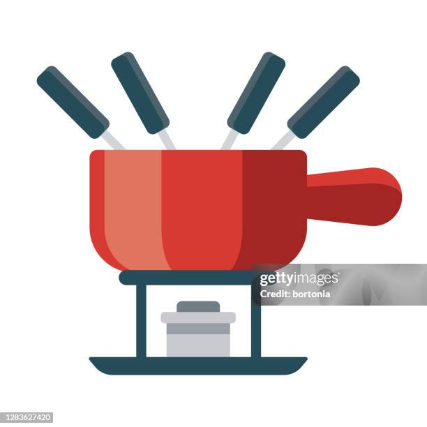 fondue pot icon on transparent background - cooking pan stock illustrations