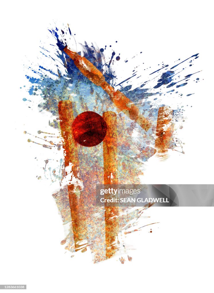 Cricket ball hitting stumps