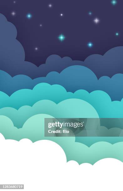 ilustraciones, imágenes clip art, dibujos animados e iconos de stock de fondo abstracto de la nube nocturna - papercutting