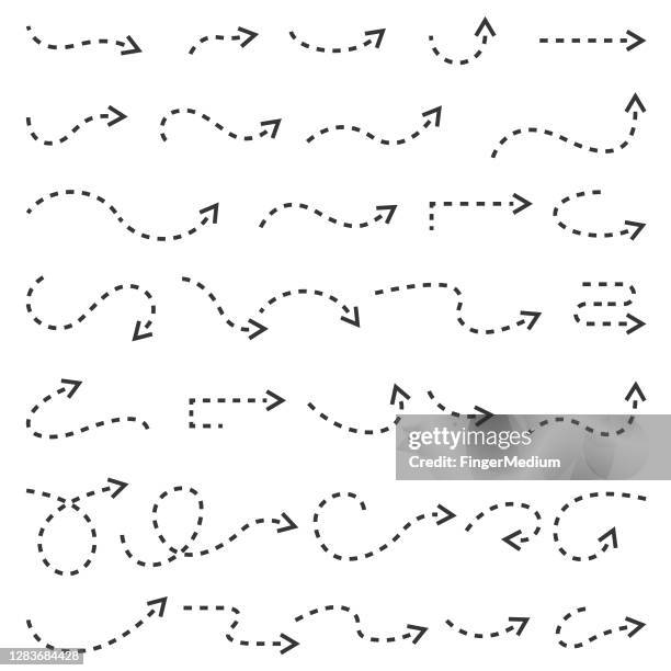 arrow icon set - dotted line stock illustrations
