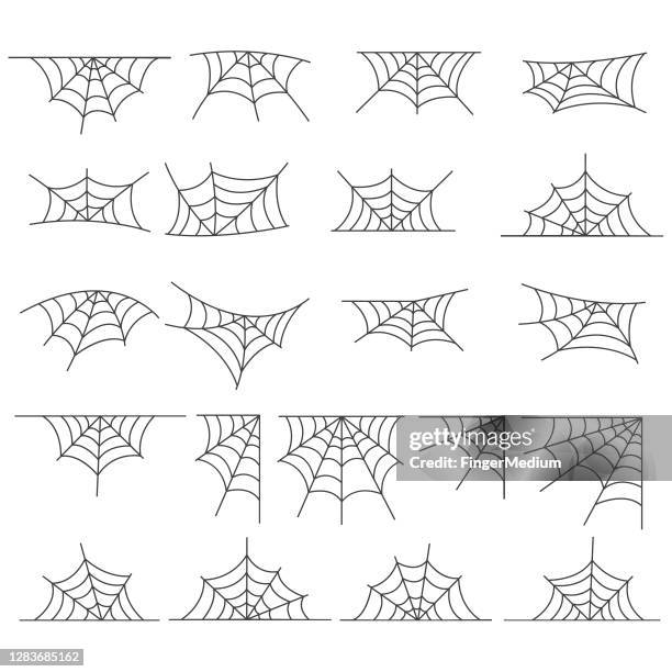 spider web icon set - corners stock illustrations