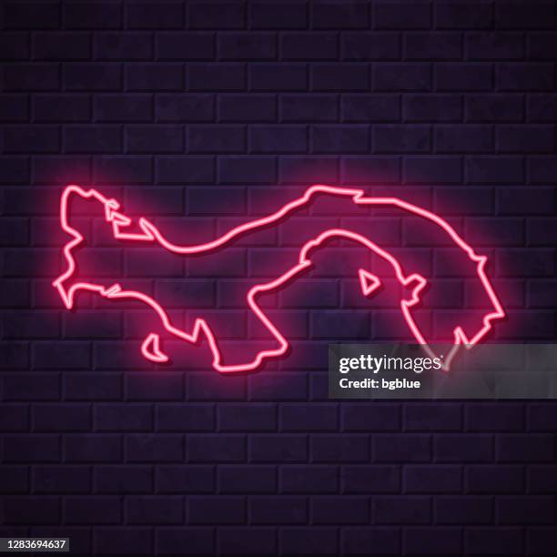 panama map - glowing neon sign on brick wall background - panama city stock illustrations