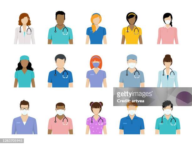 healthcare worker avatars and doctor avatars - doctor stock illustrations