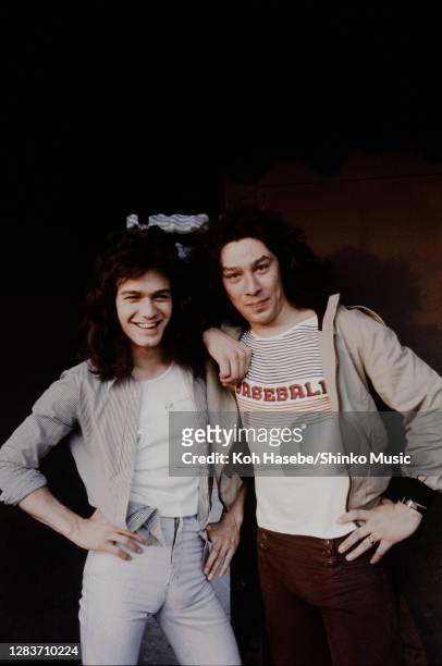 Van Halen brothers photo shoot in Tokyo, Japan, June 1978. L-R Eddie Van Halen , Alex Van Halen .