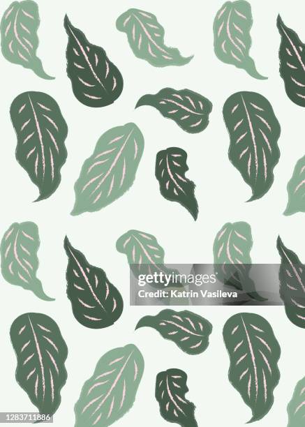 green jungle leafs seamless pattern on a light green background - shower curtain stock illustrations