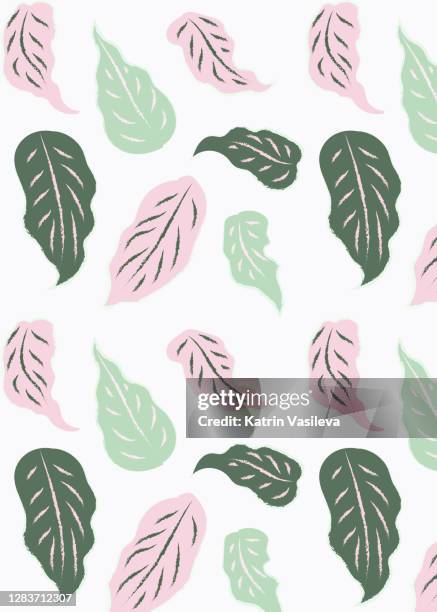 green jungle leafs seamless pattern on a white background - shower curtain stock illustrations
