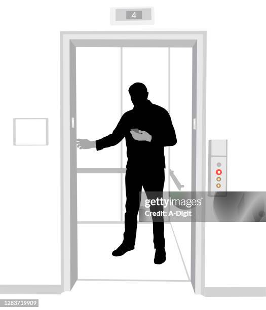 elevator silhouette man - people inside elevator stock illustrations