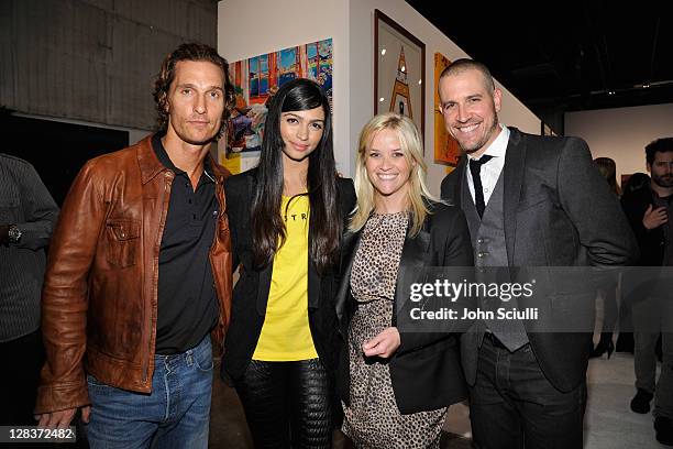 Actors Matthew McConaughey, Camila Alves, Reese Witherspoon and Agent Jim Toth attend the second annual Art Mere/Art Pere Night presented by CORZO...