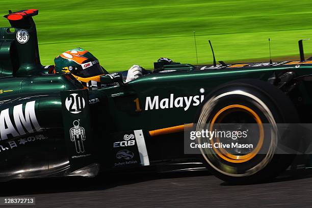 Karun Chandhok of India and Team Lotus during practice for the Japanese Formula One Grand Prix at Suzuka Circuit on October 7, 2011 in Suzuka, Japan.