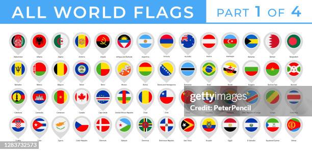 bildbanksillustrationer, clip art samt tecknat material och ikoner med världen flaggor - vector round pin flat ikoner - del 1 av 4 - algeriska flaggan