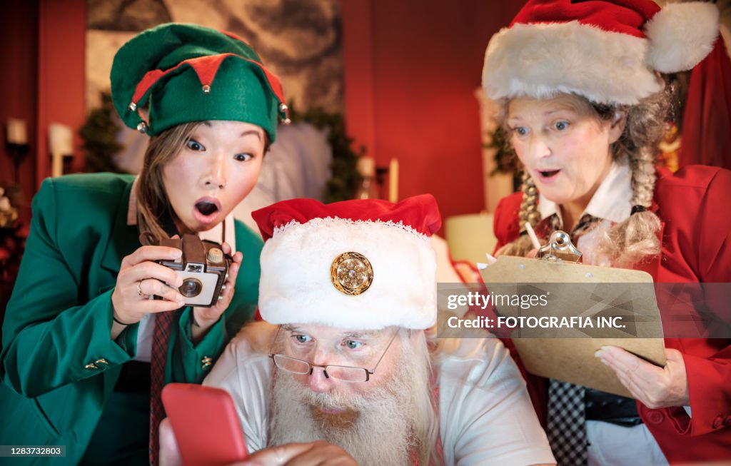 Santa, Mrs.Clause & Elf on a Video Conference Call