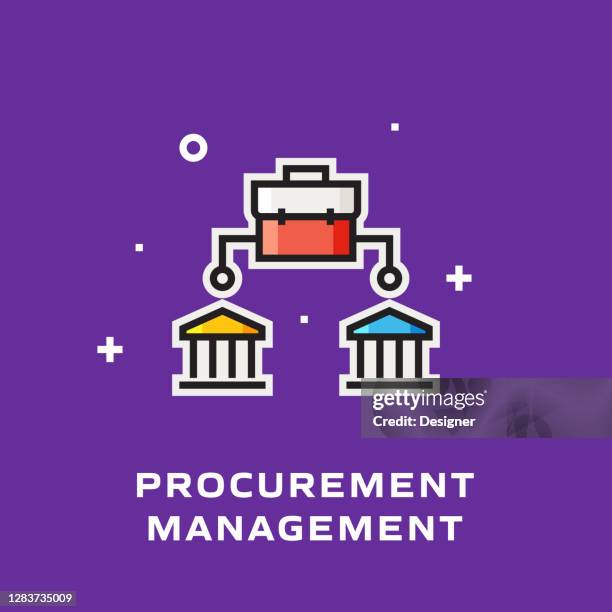 procurement management flat line icon, vector symbol illustration. - performance management system stock illustrations